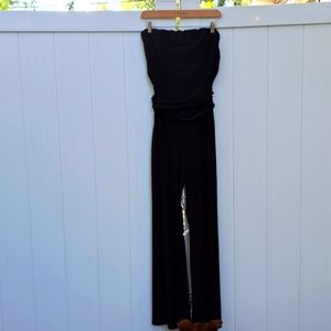 Strapless black wide leg jumpsuit L